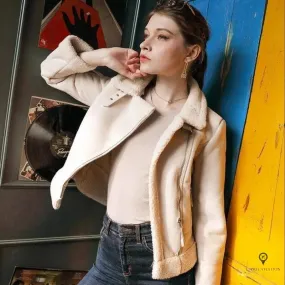 Blouson Aviateur Femme Cuir Daim Rose
