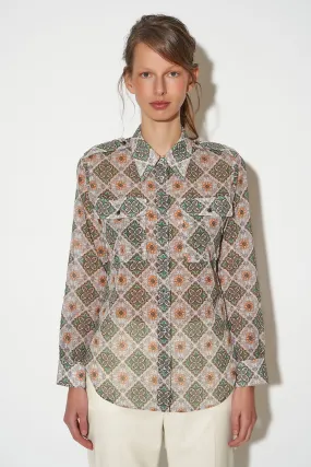 Chemise manches longues en voile de coton suisse imprimé