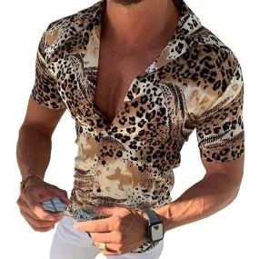 Chemise vintage à imprimé léopard pour homme